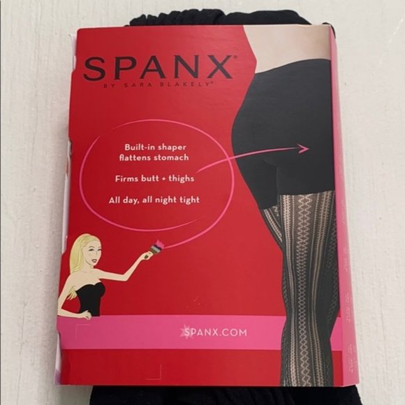 SPANX Black Tights in Tuxedo Stripe with Shaper Size B New with Tags - Picture 4 of 5